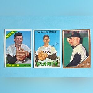 1962-67 (3)Topps cards Tom Haller San Francisco Giants catcher VG+